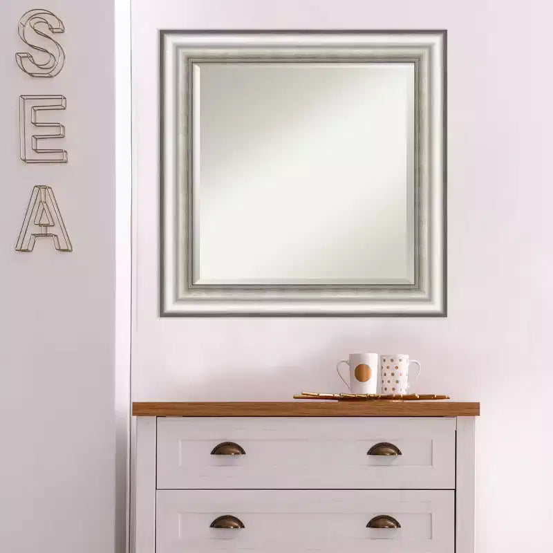 25" x 25" Salon Framed Wall Mirror Silver