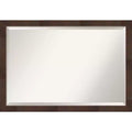39"x27" Wildwood Narrow Framed Wall Mirror Brown - Amanti Art: Beveled, Rectangular, Polystyrene Frame