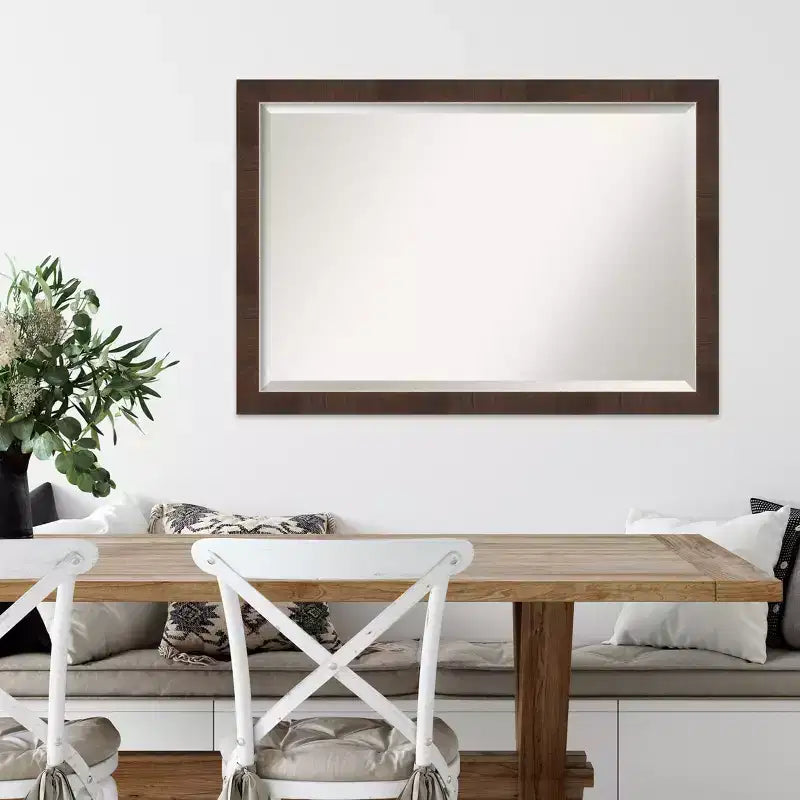 39"x27" Wildwood Narrow Framed Wall Mirror Brown - Beveled, Rectangular, Polystyrene Frame