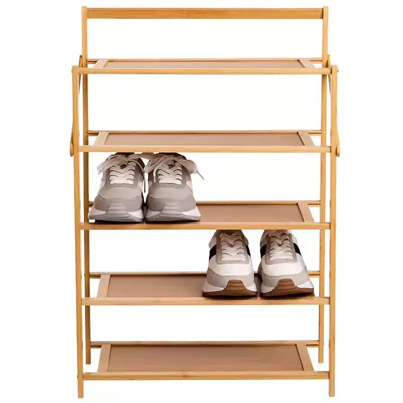 Foldable Wooden Shoe Storage Rack - 5-Tier