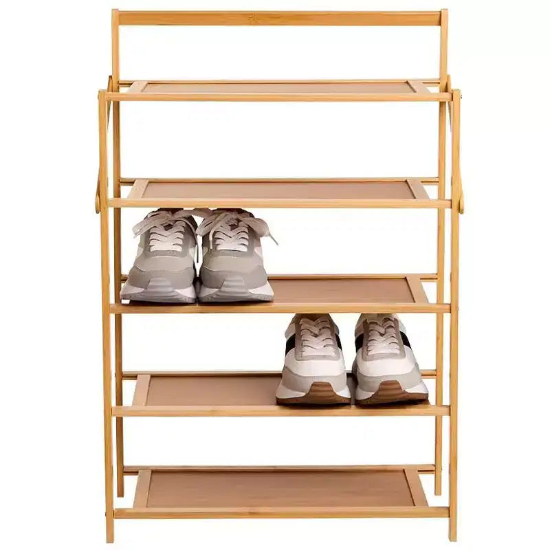 Foldable Wooden Shoe Storage Rack - 5-Tier