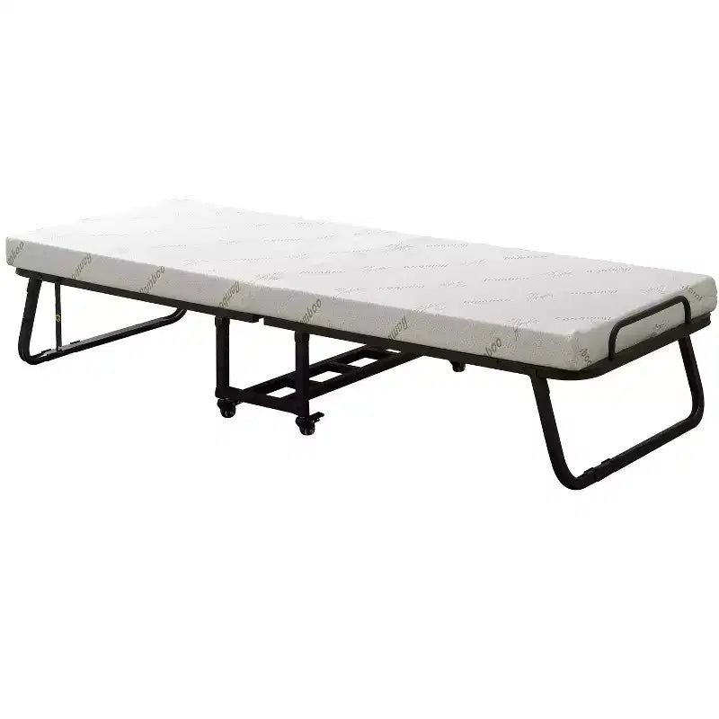Folding Bed - Portable Metal Frame with Foam Mattress for Guest Room