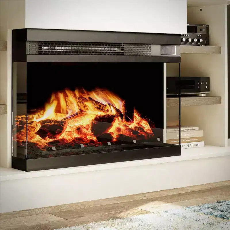 Fireplace Console for 65" TVs - Plaster and Blonde Oak