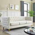 Velvet Sofa for Living Room,Buttons Tufted Square Arm Couch, Modern Couch Upholstered Button and Metal Legs, Sofa Couch for Bedroom