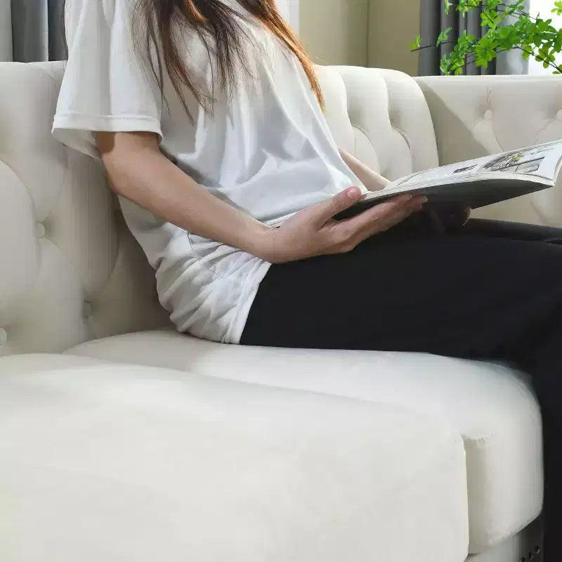 Velvet Sofa for Living Room,Buttons Tufted Square Arm Couch, Modern Couch Upholstered Button and Metal Legs, Sofa Couch for Bedroom