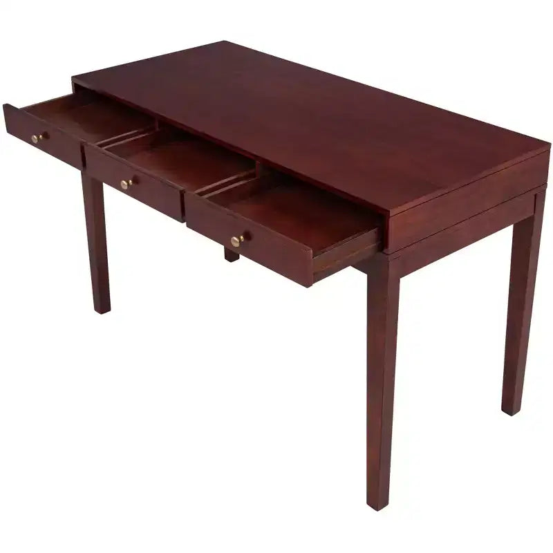 Solid Wood Library/Home Office Writing Desk with 3 Drawers, Cherry