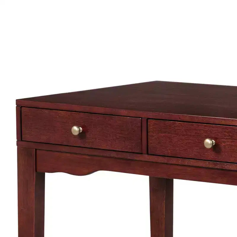 Solid Wood Library/Home Office Writing Desk with 3 Drawers, Cherry