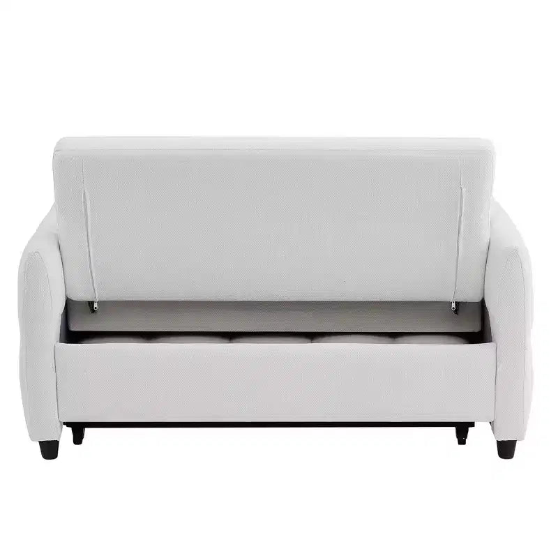 52.8 Pull-Out Sleeper Loveseat with Adjustable Backrest, 3 USB Ports & Lumbar Pillows - Chenille Tufted Sofa Bed for Small Spaces
