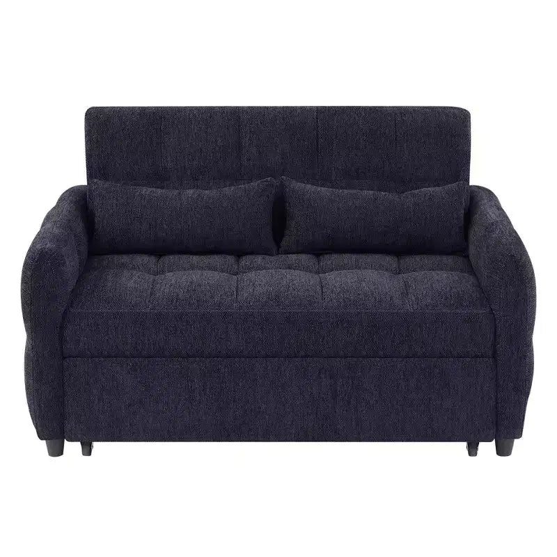 52.8 Pull-Out Sleeper Loveseat with Adjustable Backrest, 3 USB Ports & Lumbar Pillows - Chenille Tufted Sofa Bed for Small Spaces