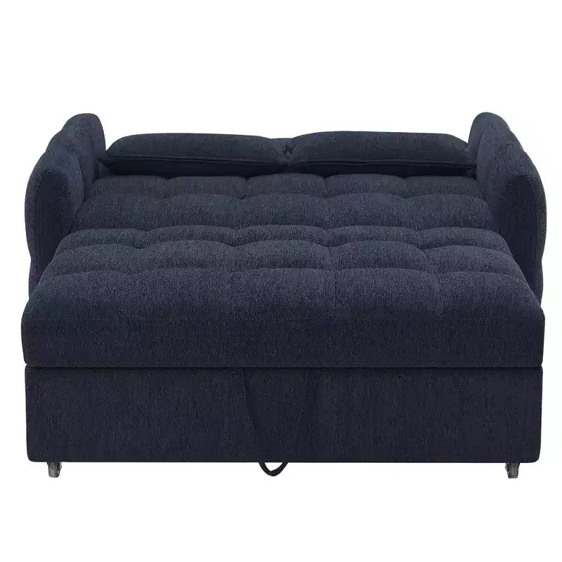 52.8 Pull-Out Sleeper Loveseat with Adjustable Backrest, 3 USB Ports & Lumbar Pillows - Chenille Tufted Sofa Bed for Small Spaces