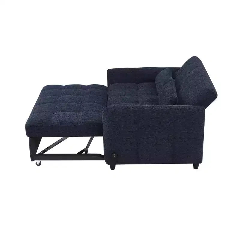 52.8 Pull-Out Sleeper Loveseat with Adjustable Backrest, 3 USB Ports & Lumbar Pillows - Chenille Tufted Sofa Bed for Small Spaces