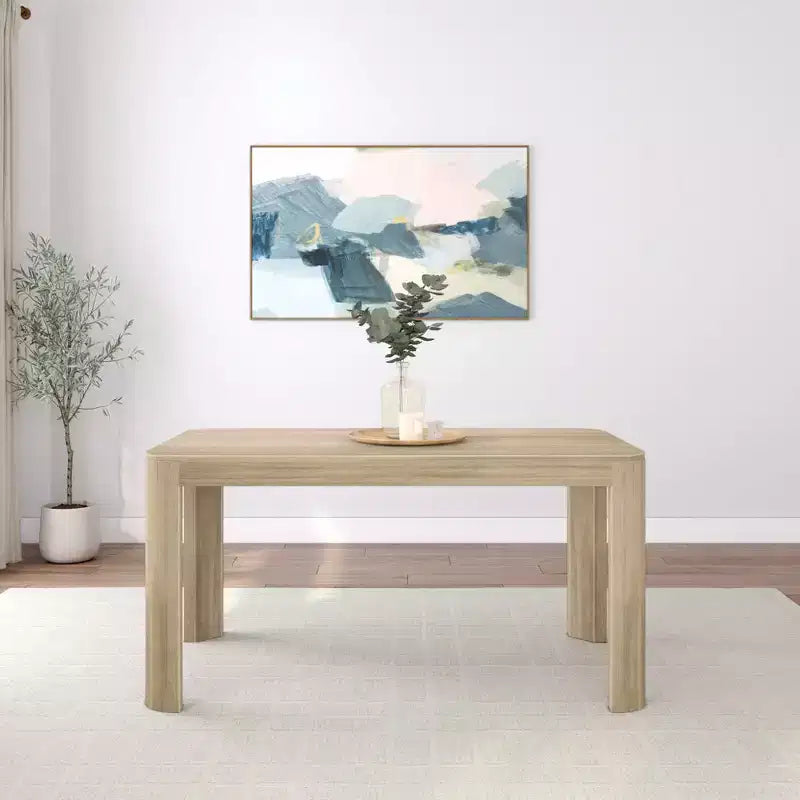 60" Solid Wood Dining Table - Modern Round Table for 4