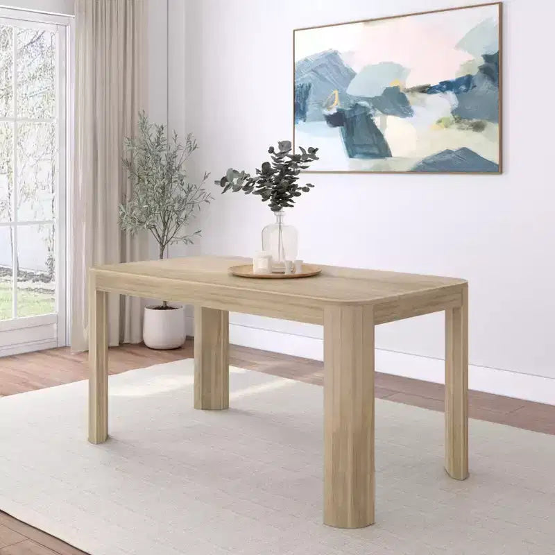 60" Solid Wood Dining Table - Modern Round Table for 4