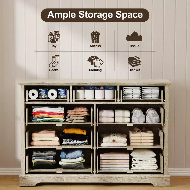 Rural-Style Drawer Storage Cabinet with Layered Drawers for Bedroom and Living Room