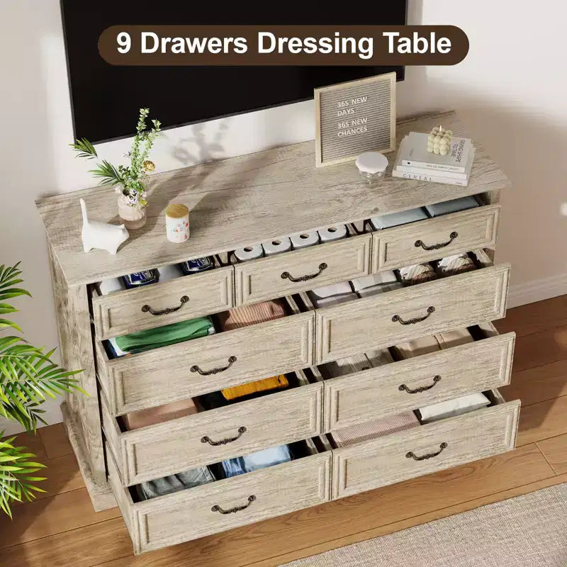 Rural-Style Drawer Storage Cabinet with Layered Drawers for Bedroom and Living Room