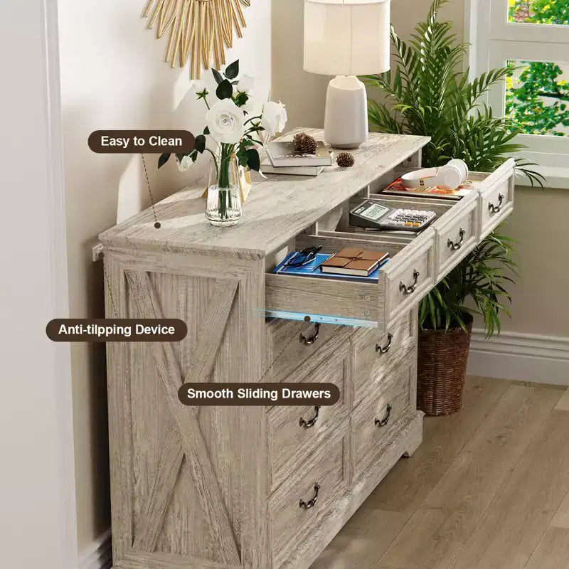 Rural-Style Drawer Storage Cabinet with Layered Drawers for Bedroom and Living Room