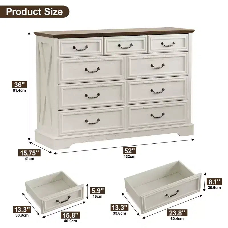 Rural-Style Drawer Storage Cabinet with Layered Drawers for Bedroom and Living Room