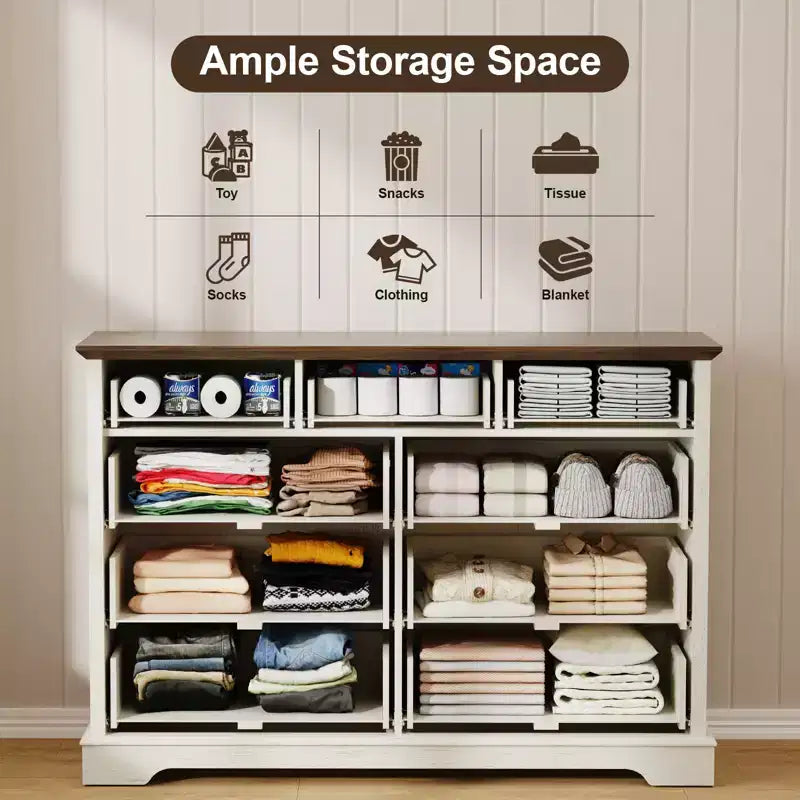 Rural-Style Drawer Storage Cabinet with Layered Drawers for Bedroom and Living Room