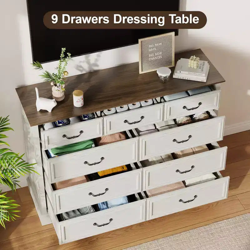 Rural-Style Drawer Storage Cabinet with Layered Drawers for Bedroom and Living Room