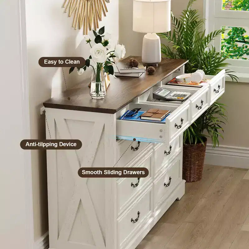 Rural-Style Drawer Storage Cabinet with Layered Drawers for Bedroom and Living Room