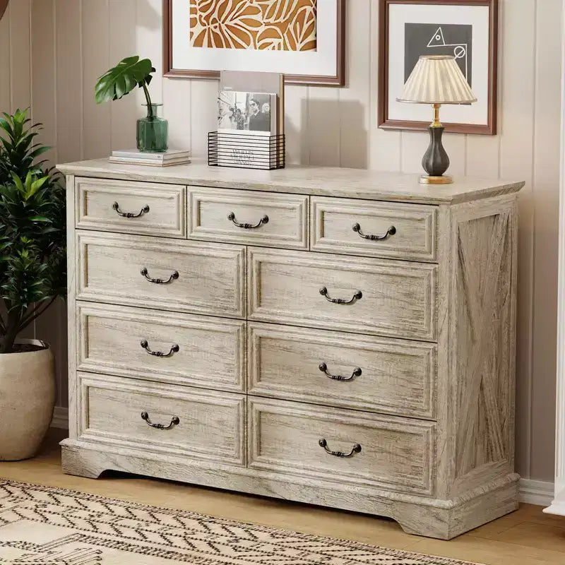 Rural-Style Drawer Storage Cabinet with Layered Drawers for Bedroom and Living Room