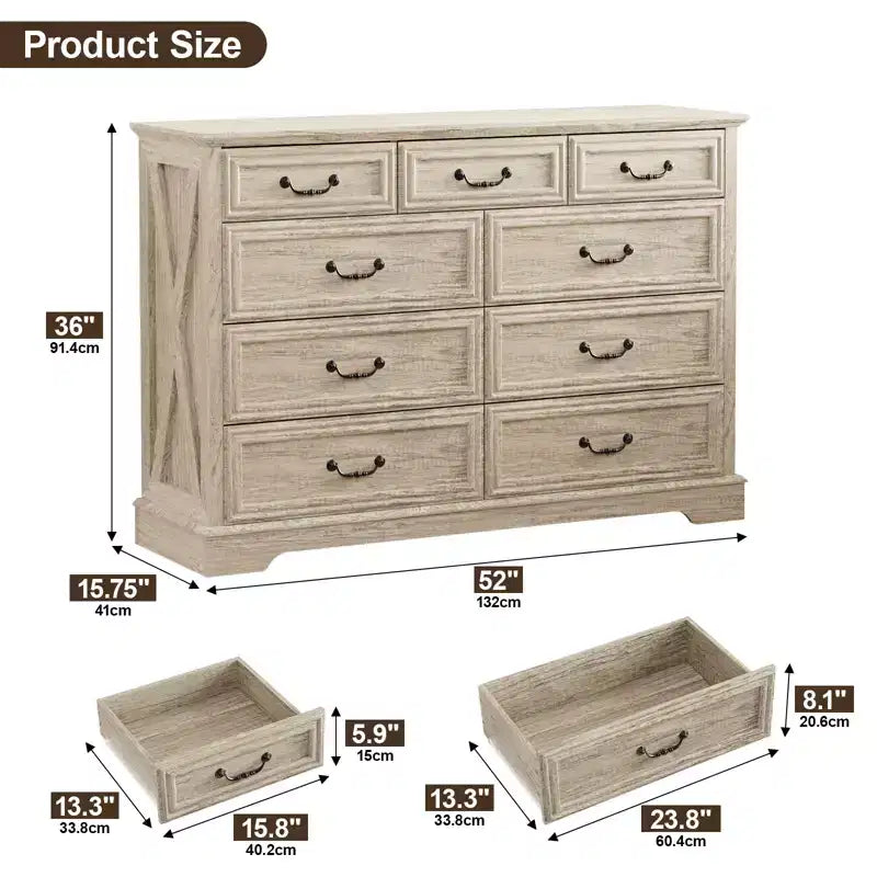 Rural-Style Drawer Storage Cabinet with Layered Drawers for Bedroom and Living Room