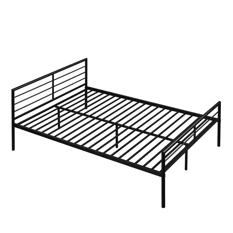Twin over Full Metal Bunk Bed Frame with Desk, Twin Size Loft Bed with Separate Full Size Lower Bed for Kids