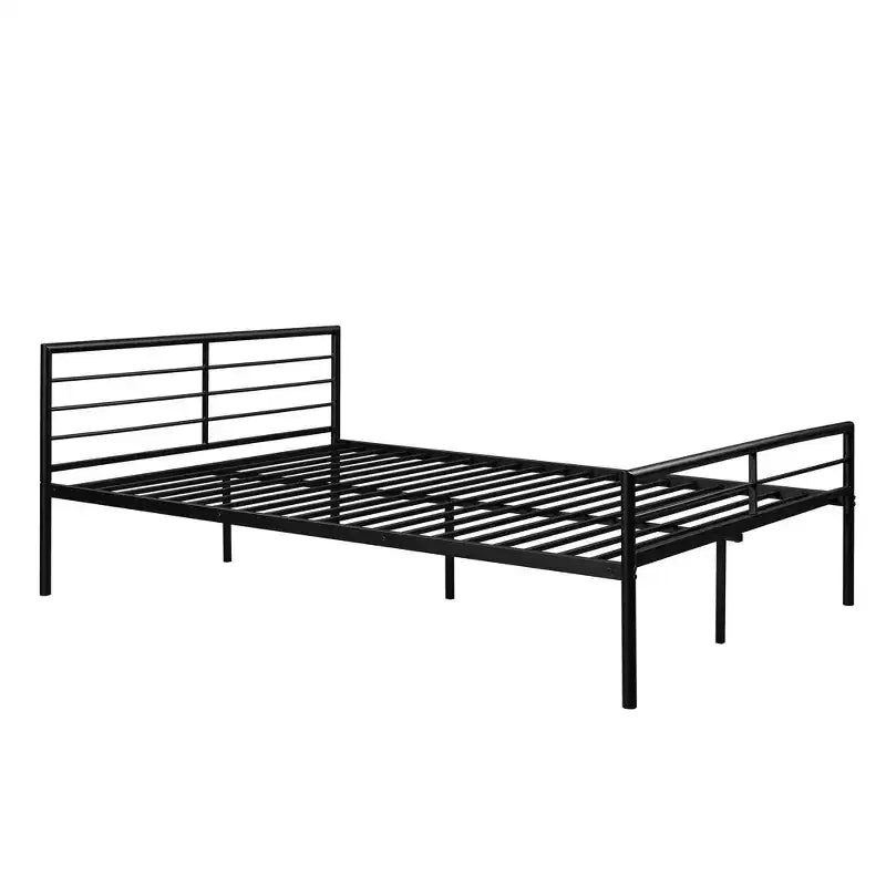 Twin over Full Metal Bunk Bed Frame with Desk, Twin Size Loft Bed with Separate Full Size Lower Bed for Kids