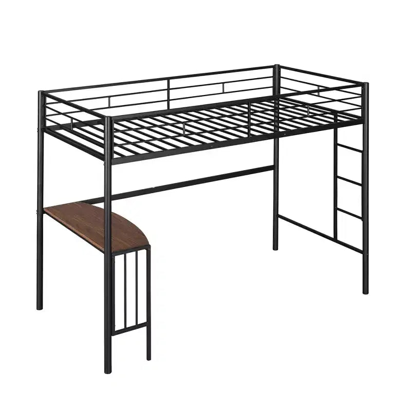 Twin over Full Metal Bunk Bed Frame with Desk, Twin Size Loft Bed with Separate Full Size Lower Bed for Kids