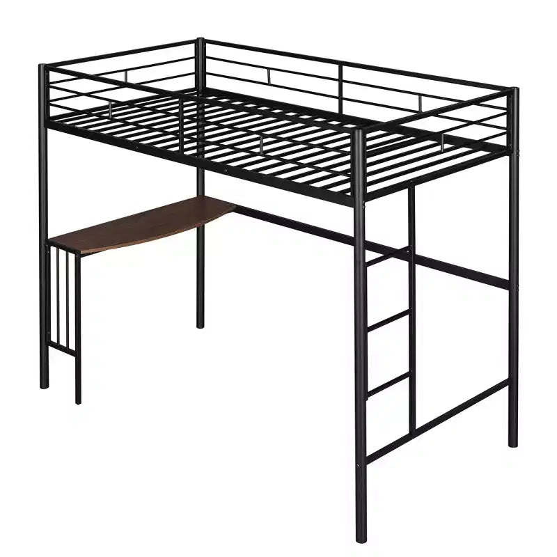 Twin over Full Metal Bunk Bed Frame with Desk, Twin Size Loft Bed with Separate Full Size Lower Bed for Kids