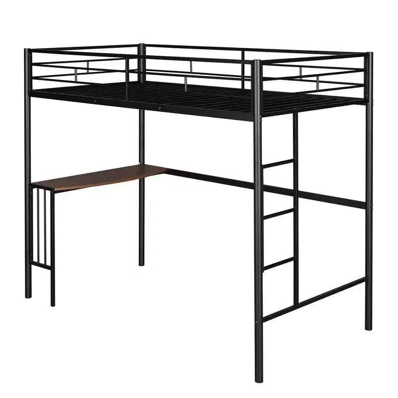 Twin over Full Metal Bunk Bed Frame with Desk, Twin Size Loft Bed with Separate Full Size Lower Bed for Kids
