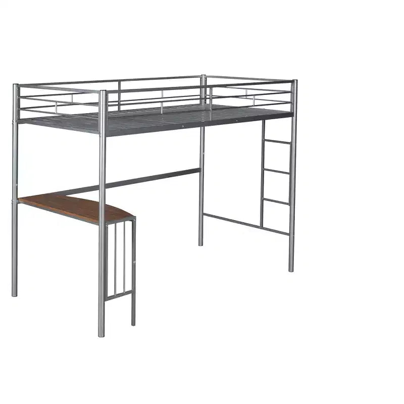 Twin over Full Metal Bunk Bed Frame with Desk, Twin Size Loft Bed with Separate Full Size Lower Bed for Kids