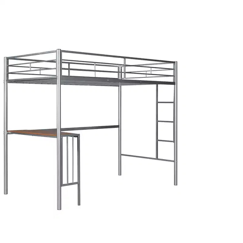 Twin over Full Metal Bunk Bed Frame with Desk, Twin Size Loft Bed with Separate Full Size Lower Bed for Kids