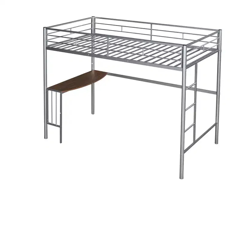 Twin over Full Metal Bunk Bed Frame with Desk, Twin Size Loft Bed with Separate Full Size Lower Bed for Kids