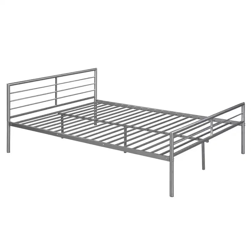 Twin over Full Metal Bunk Bed Frame with Desk, Twin Size Loft Bed with Separate Full Size Lower Bed for Kids