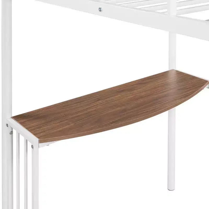 Twin over Full Metal Bunk Bed Frame with Desk, Twin Size Loft Bed with Separate Full Size Lower Bed for Kids