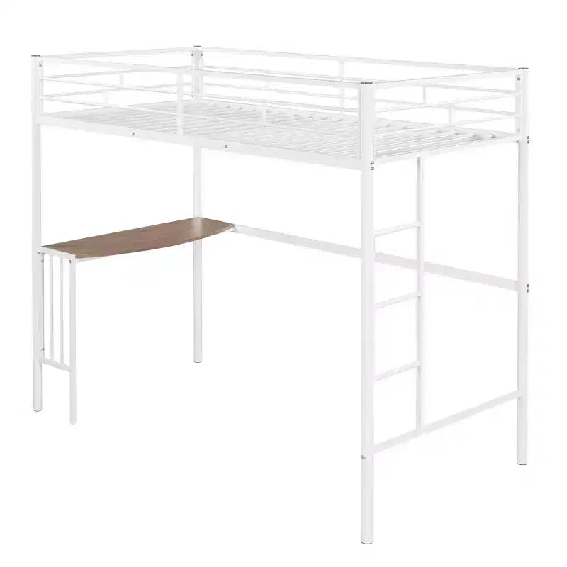 Twin over Full Metal Bunk Bed Frame with Desk, Twin Size Loft Bed with Separate Full Size Lower Bed for Kids