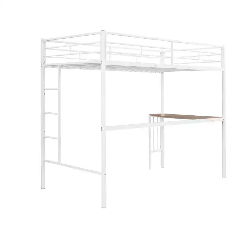 Twin over Full Metal Bunk Bed Frame with Desk, Twin Size Loft Bed with Separate Full Size Lower Bed for Kids
