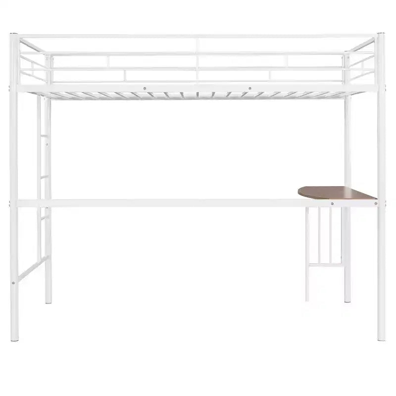Twin over Full Metal Bunk Bed Frame with Desk, Twin Size Loft Bed with Separate Full Size Lower Bed for Kids