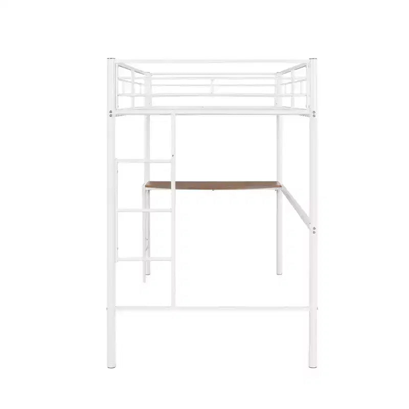 Twin over Full Metal Bunk Bed Frame with Desk, Twin Size Loft Bed with Separate Full Size Lower Bed for Kids