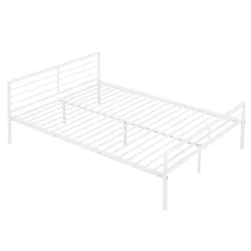 Twin over Full Metal Bunk Bed Frame with Desk, Twin Size Loft Bed with Separate Full Size Lower Bed for Kids