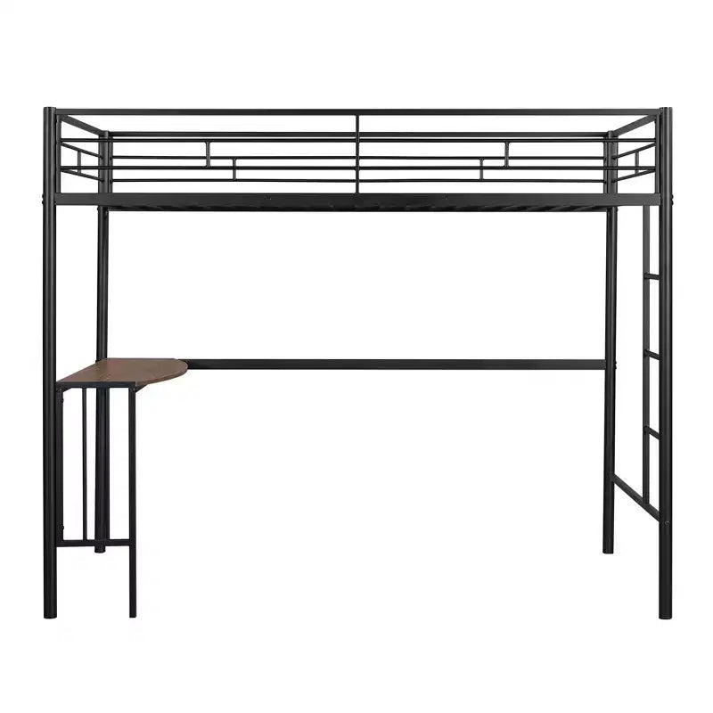 Twin over Full Metal Bunk Bed Frame with Desk, Twin Size Loft Bed with Separate Full Size Lower Bed for Kids