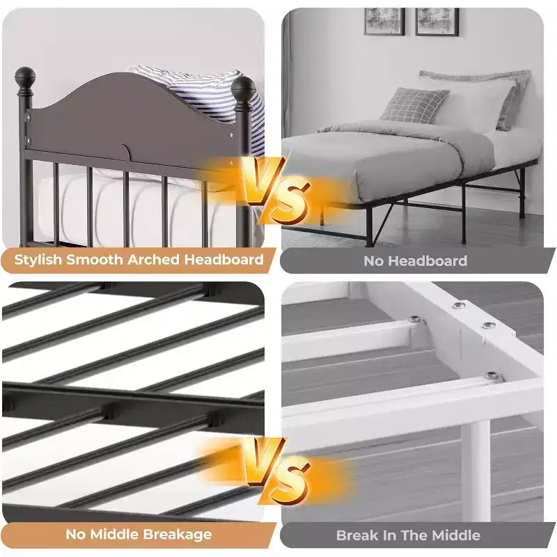 Metal Twin Size Day Bed, Daybed With Trundle, With Stylish Headboard, Sofa BedFrame, for Living Room, Bedroom and Guest Room