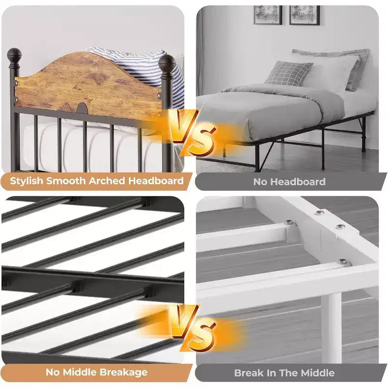 Metal Twin Size Day Bed, Daybed With Trundle, With Stylish Headboard, Sofa BedFrame, for Living Room, Bedroom and Guest Room