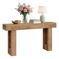 63 Rustic Farmhouse Console Table  Knife Cut Wood Grain Open Shelf Sofa Table (for Living Room/Entryway/Hallway)