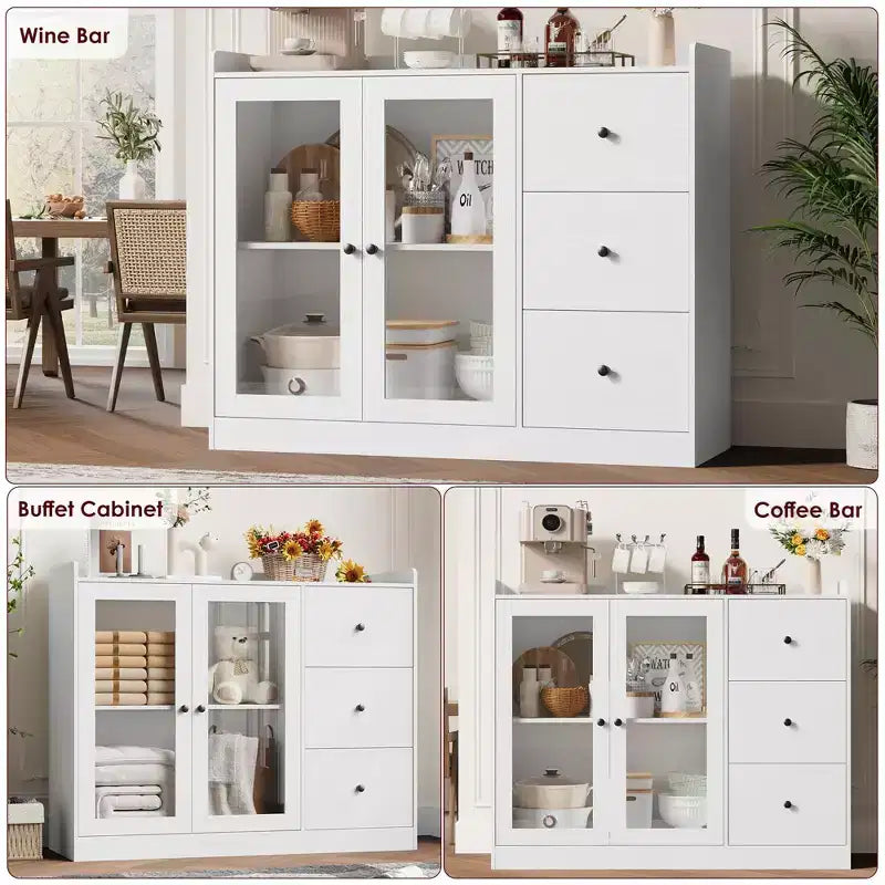 43 Sideboards, Accent Cabinets with Glass Doors, Kitchen Sideboards, Wooden Coffee Bar Cabinets