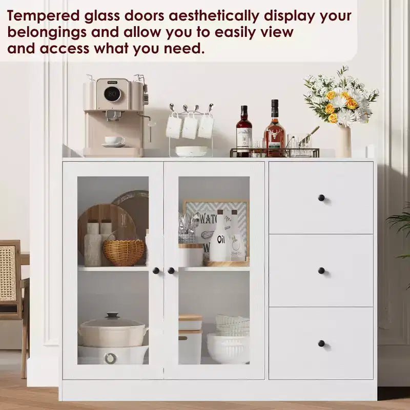 43 Sideboards, Accent Cabinets with Glass Doors, Kitchen Sideboards, Wooden Coffee Bar Cabinets