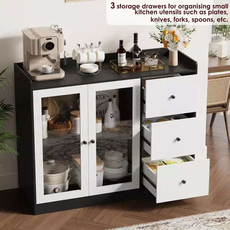 43 Sideboards, Accent Cabinets with Glass Doors, Kitchen Sideboards, Wooden Coffee Bar Cabinets