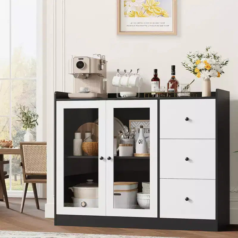43 Sideboards, Accent Cabinets with Glass Doors, Kitchen Sideboards, Wooden Coffee Bar Cabinets