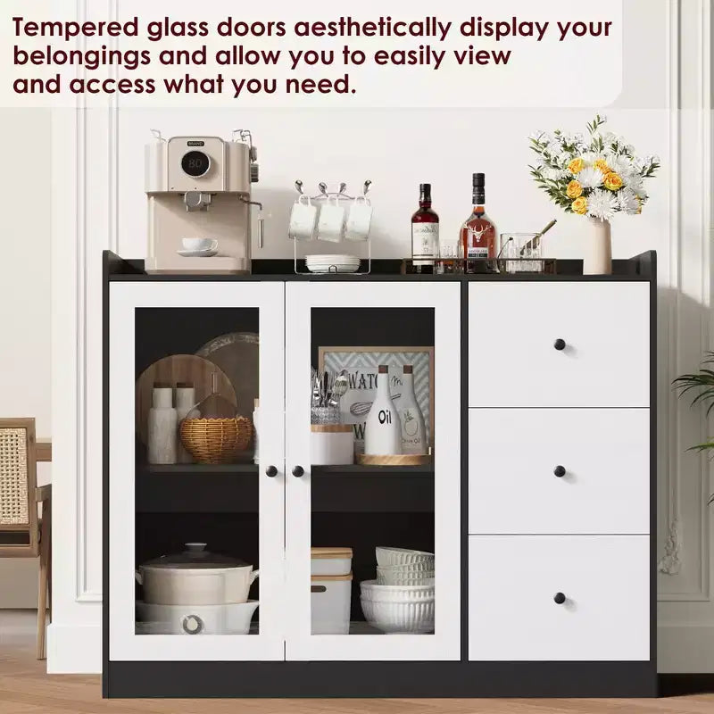 43 Sideboards, Accent Cabinets with Glass Doors, Kitchen Sideboards, Wooden Coffee Bar Cabinets